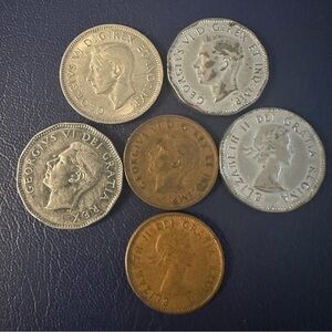 Vinatage Canadian Coin Co & Early Elizabeth (1941-1956, 6 coins)
